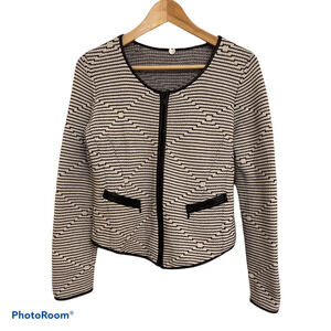 Margareth Oleary Women's Tricot Leather Trim Cardigan